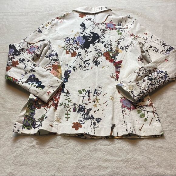 Culture By Krazy Larry Light Denim White W/Floral and Butterfly Shirt/Jacket - Picture 2 of 12